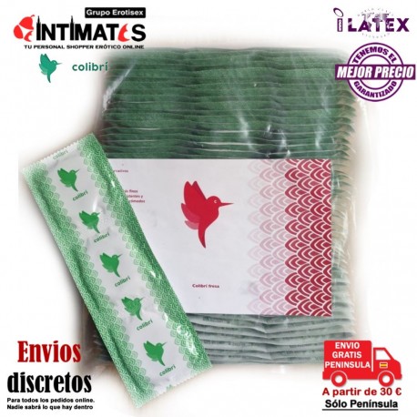 Colibrí fresa 144u. · Condón natural extra lubricado · Innolatex