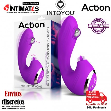 No. TwentyOne · Vibrador con bola pulsante y lengua estimuladora · Action
