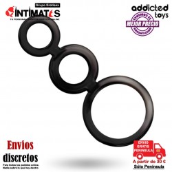 Rings set for penis · Anillos de placer para el pene · Addicted toys