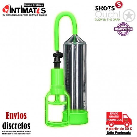 Comfort Beginner Pump · Bomba para el pene que brilla en la oscuridad · Ouch! Glow in the Dark