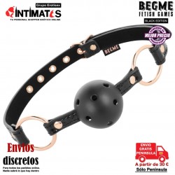 Mordaza de cuero vegano con bola · Begme Black Edition
