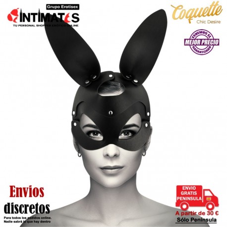 Máscara de cuero vegano con orejas de conejo · Coquette