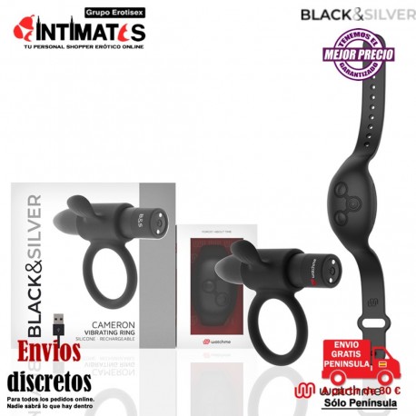 Cameron · Anillo vibrador para jugar en pareja · Black&Silver