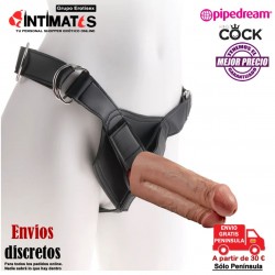Arnés con con dildo doble 7" - Bronceado · King Cock