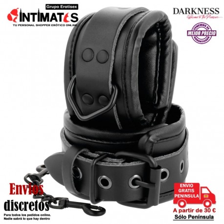 Full Black HandCuffs · Esposas ajustables de cuero para muñecas · Darkness