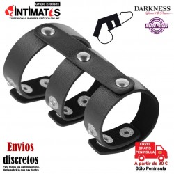 Cock Harness · Anillo doble de cuero sintético para pene y testículos · Darkness