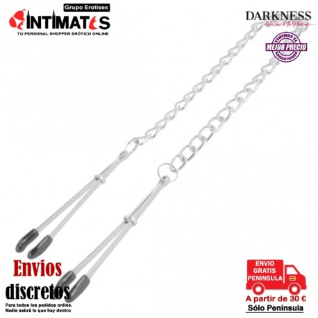 Metal Long Nipple Clams · Pinzas para pezones con cadena · Darkness