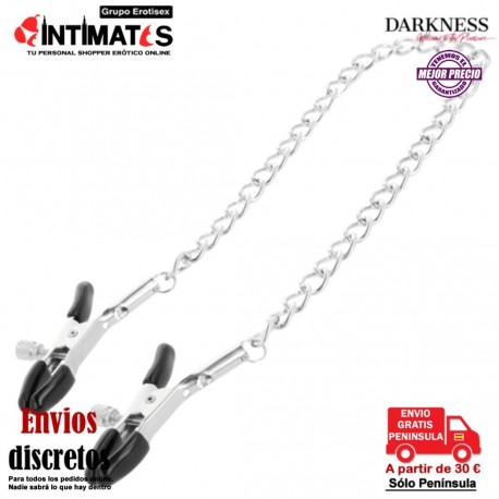 Adjustable Metal Nipple Clams · Pinzas metálicas ajustables para pezones con cadena · Darkness