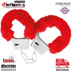 Red Furry Handcufss · Esposas de metal forradas · Darkness
