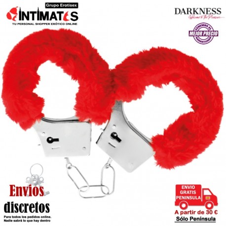 Red Furry Handcufss · Esposas de metal forradas · Darkness