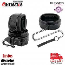 Sub & Dom Kit · Esposas y collar de cuero · Darkness