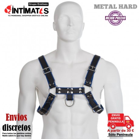 Arnés de cuero azul y negro · Metal Hard