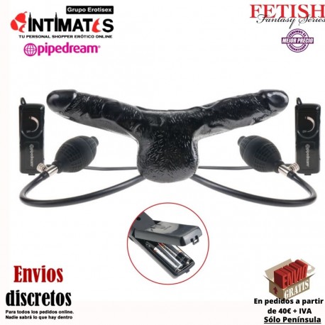 Inflatable Vibrating Double · Consolador doble hinchable con vibración · Fetish Fantasy Series