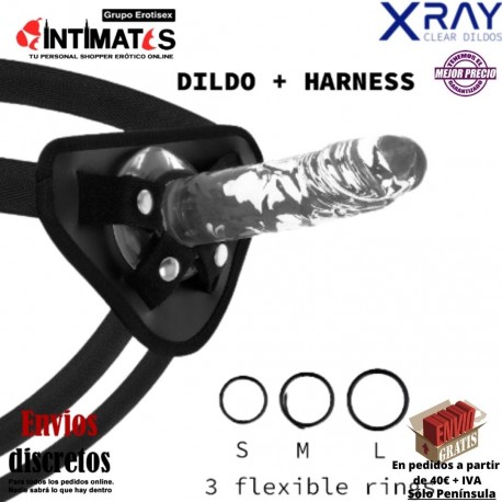 Arnés + Consolador realista transparente 180mm · X Ray