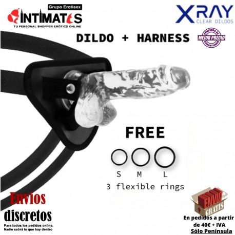 Arnés + Consolador realista transparente 155mm · X Ray