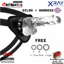 Arnés + Consolador realista transparente 200mm · X Ray