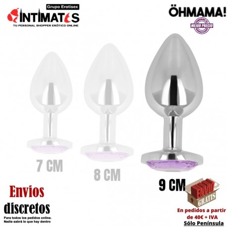 Plug anal de aluminio con cristal en la base - 70mm · ÖhMama