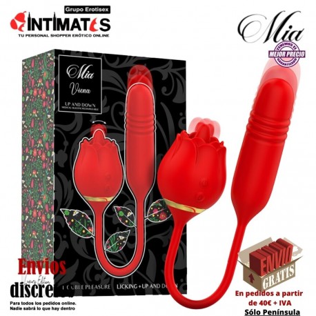 Viena Dooble Pleasure Licking · Vibrador en  forma de rosa con punta muy traviesa · Mia