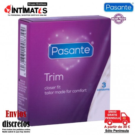 Trim · Preservativos más estrechos 3u · Pasante