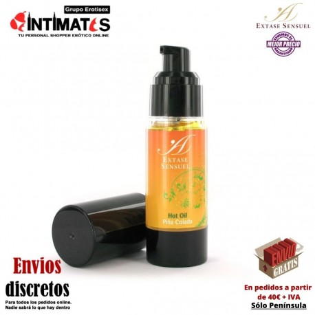 Hot Oil · Aceite de masaje 30 ml · Piña colada 30 ml · Extase Sensuel