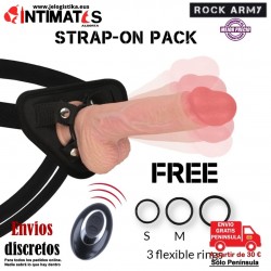 Arnés + Vibrador con rotación Liquid Silicone Apache - 220mm · Rock Army