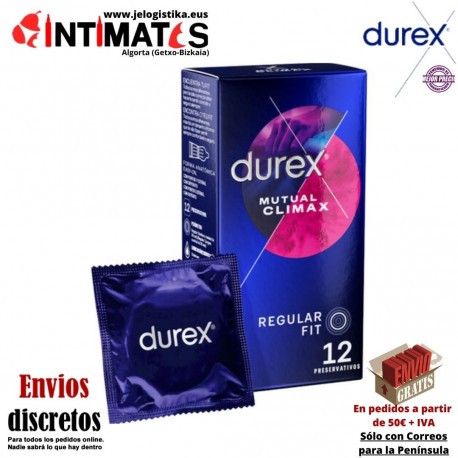 Mutual Climax 12u · Para acelerar el clímax de ella y retrasar el de él. · Durex