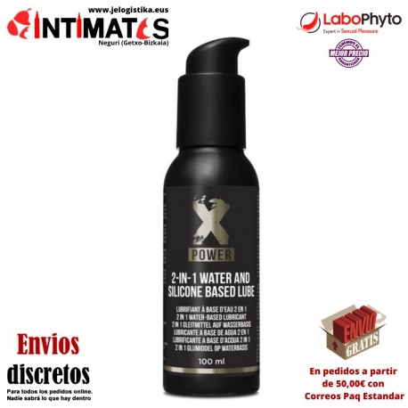 2 en 1 · Lubricante  a base de agua y silicona 100ml · X Power