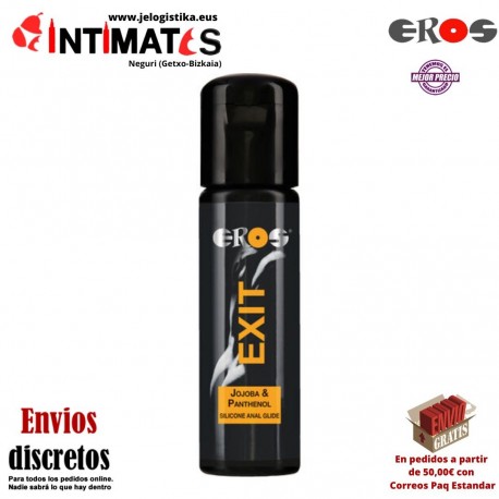 Exit Jojoba & Panthenol 100 ml · Lubricante anal con base de silicona · Eros