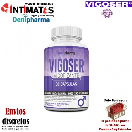 Vigoser 30 cap. · Elimina los problemas de erección · Denipharma