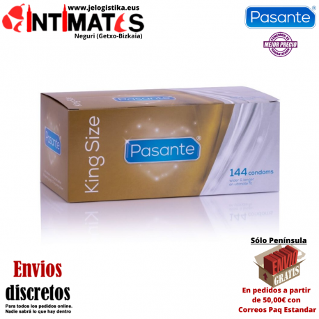 King Size · Preservativos más grandes 144u · Pasante