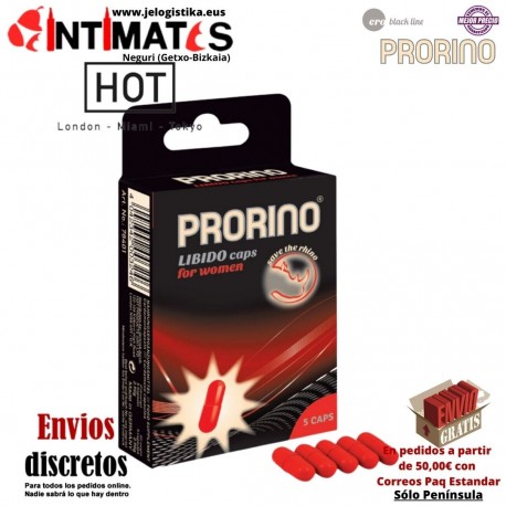Libido caps ♀ 5 uds · Para aumentar el apetito sexual · Prorino