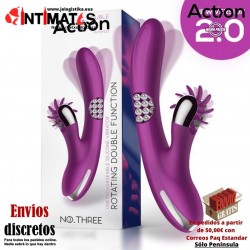 No. Three · Vibrador rotador con bolas giratorias 360º y rueda estimuladora · Action