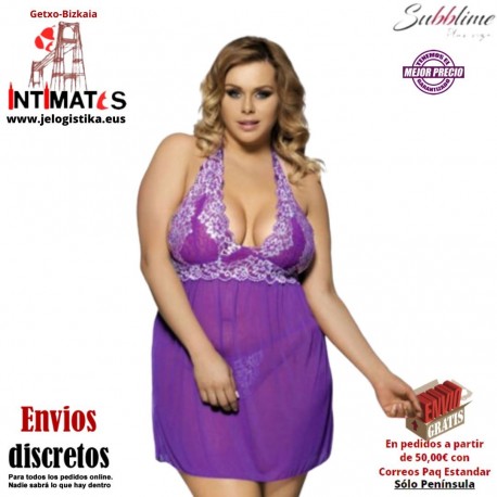 Lace Halter · Babydoll con bordados florales - Queen Plus · Subblime