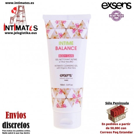 Intime Balance · Gel limpiador íntimo con aloe vera · Exsens
