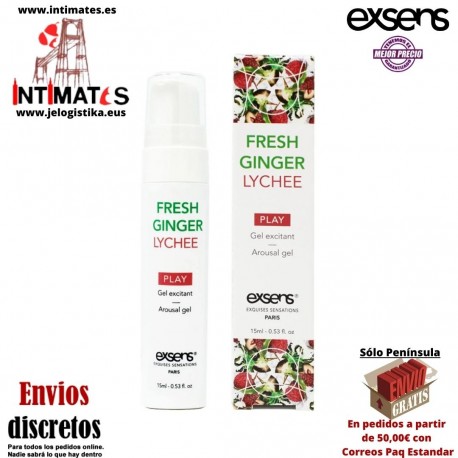 Fresh Ginger Lychee · Gel estimulante refrescante 15ml. · Exsens