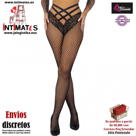 Faxandra · Medias de rejilla negras con cinturón decorativo · Livco Corsertti