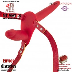 Strap-on with double dildo · Consolador doble con correa - Rojo · Fetish Tentation