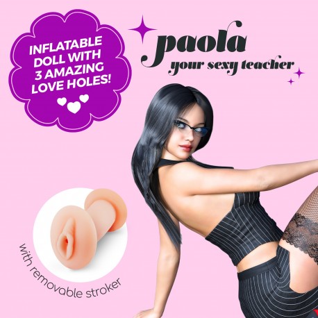 Paola la maestra sexy · Muñeca inflable con masturbador · Crushious