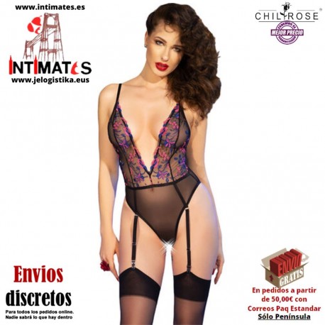 CR-4721 · Body con preciosas flores rosas bordadas · Chilirose