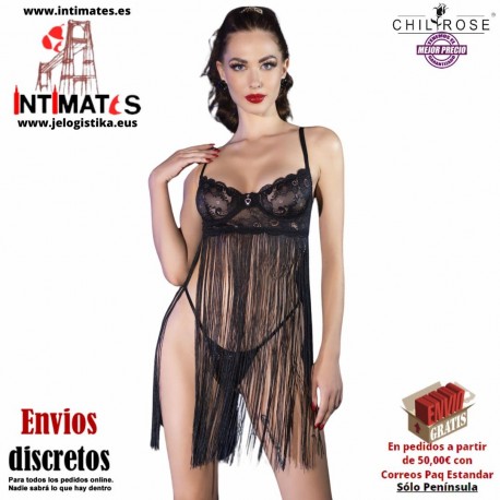 CR-4496 · Picardías de color negro y tanga · Chilirose