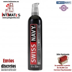 Premium Anal Lubricant 237ml · Fórmula duradera a base de silicona · Swiss Navy