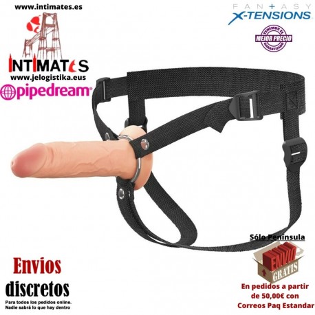 Hollow Silicone Strap-on 7" · Arnés con dildo hueco Dual Density · Fantasy X-Tensions