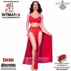 CR-4850 : Conjunto rojo de top, falda y tanga · Chilirose