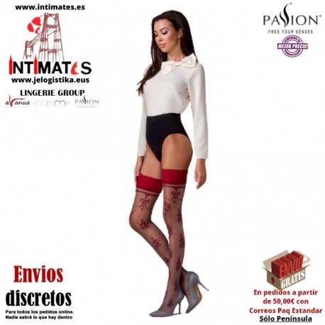 ST119 · Medias estampadas ligeramente transparentes con doble tira de silicona · Passion
