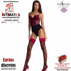 ST119 · Medias estampadas ligeramente transparentes con doble tira de silicona · Passion