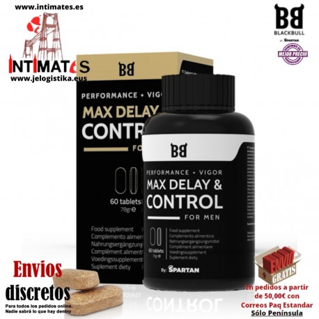 Max Delay & Control Caps for Men - 60 cáps. · Ayudan a durar más tiempo · Blackbull