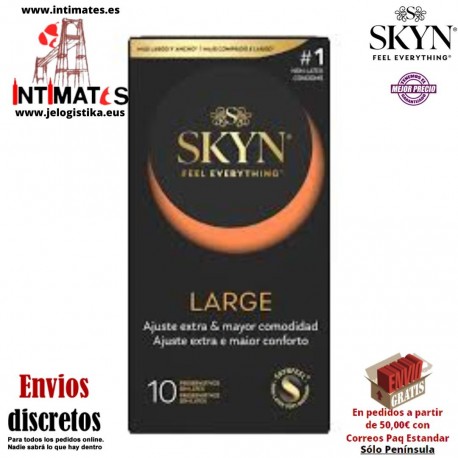 Large · Condones más largos y anchos · Skyn