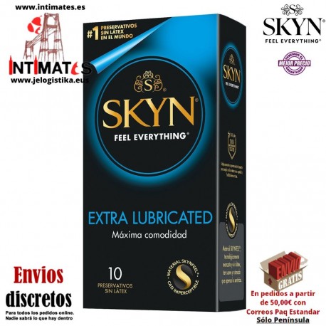 Extra Lube 10u. · Preservativos sin látex extra lubricados · Skyn