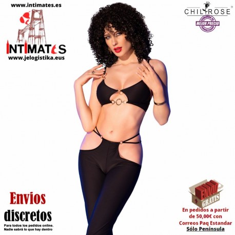 CR-4851 · Top negro + leggings con accesorios dorados · Chilirose