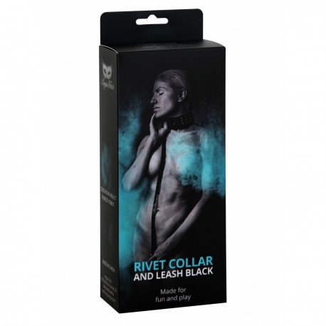 COLLAR Y CORREA NEGROS RIVET ARGUS TOYS 
